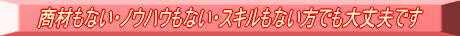 商材もない･ノウハウもない･スキルもない方でも大丈夫です！